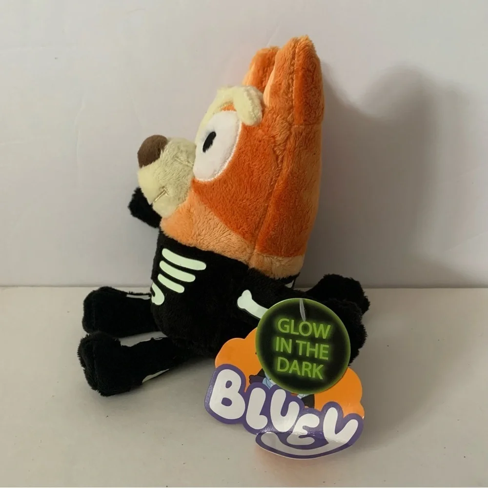 NWT. BLUEY Bingo Glow-In-The-Dark Skeleton Costume Plush, 7.5